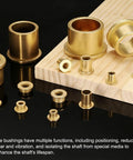 10 Pack Flange Sleeve Bearings Self Lubricating Sintered Bronze Bushings 10mm Bore 12mm OD 10mm Length With 18mm Flange Diameter And 1.2mm Flange Thickness For Wide Temperature Range And Quiet Smooth Operation. Assorted flanged bronze bushings shown