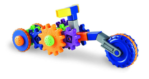 Cycle STEM Kit For Hands On Learning And Fine Motor Skills, 30 Piece Toddler Explorer Set with colorful gear bits.
