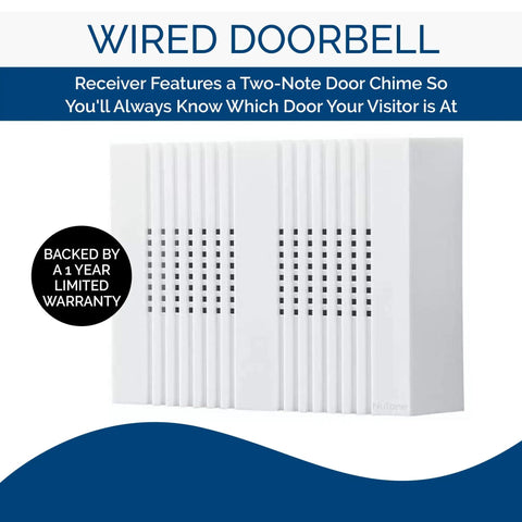 Decorative Wired Doorbell Kit With Easy Install Two Note Front Door Chime And One Note Back Door Tone In White Textured Finish