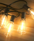 36 Foot Outdoor String Lights With LED Filament Bulbs Dimmable And Waterproof Shatterproof Edison Vintage Style