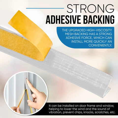 V Shape Weather Strip Adhesive Seal For Doors Foam Weatherstripping Door Seal For Frame Side Jamb And Bottom Groove Gap Filler Soundproof Insulation White Size One Half Inch By One Half Inch By Twenty Six Feet with strong adhesive backing
