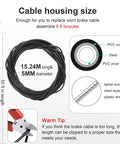 Diagram of Brake Cable Housing 5mm By 50ft For Bicycle And Bike with cross-section showing steel and PVC layers.