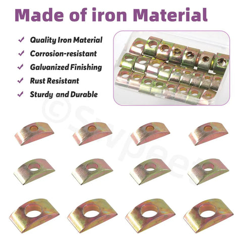 Workhorse Galvanized Half Moon Lock Washers, 30 Piece M6 M8 M10 Assortment Kit, No Hassle Furniture Connector Hardware Fittings For Shop Floors And Home Renovation Projects