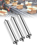 No Fuss Heavy Duty Stainless Steel Conveyor Rollers, Snap Fit Spring Loaded Gravity Track, Toolless Modular Warehouse Rack For Pro Shop Jobs, smooth rollers on conveyor with boxes.