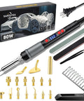 Dope 21 In 1 3D Printer Soldering Kit With 80W LCD Digital Adjustable Temperature Iron Includes Brass Tip Adapter 6 Heatset Nuts 9 Interchangeable Brass Tips Soldering Stand Tweezers And Sanding Bits For Quick Finishing