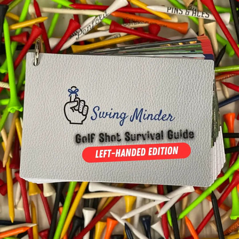 Golf Reference Cards 33 Step By Step Shots On Course Guide Waterproof PVC Sturdy Carabiner Left-Handed Edition