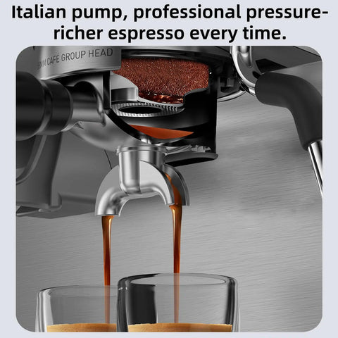 15 Bar Espresso Machine With Built-In Anti-Clog Grinder And Milk Frother Steam Wand Tamping Tools For Lattes And Cappuccinos