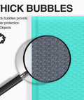 Closeup of teal bubble mailer showing thick bubbles, highlighting Teal Bubble Mailers 10.5x16 Inch Self Seal Padded Envelopes Waterproof.