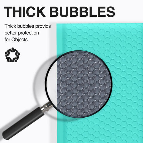 Closeup of teal bubble mailer showing thick bubbles, highlighting Teal Bubble Mailers 10.5x16 Inch Self Seal Padded Envelopes Waterproof.