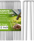 Heavy Duty 12 Inch Galvanized Landscape Staples For Weed Barriers And Lawn Projects, Beefy 8 Gauge Garden Stakes pack of 25