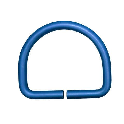 Aluminum BCD D Ring Set Built Tough Corrosion Resistant Non Rust Coated 66mm By 53mm 6mm Thick Secure Dive Gear Attachment For BCD And Weight Belt Blue 2 Pack, close-up view of single blue D-ring.