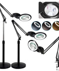 10X Floor Magnifying Glass With Light And Stand, Ultra Bright 2200 Lumens LED Magnifier For Estheticians, DIYers And Hobbyists, 3 Color Modes, Stepless Dimming, Swing Arm Floor Lamp For Precision Work