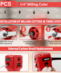 Beast 650W 110V Wood Router installation steps and parts overview