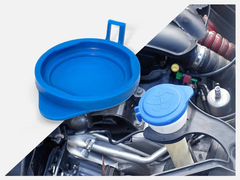 Ford Focus Windshield Washer Fluid Reservoir Cap Replacement for 2011-2015, OE 1708196 BM51-17632-AA Compatible, blue cap installed