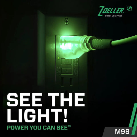 LED power plug for 1/2 HP Cast Iron Sump Pump With LED Power Plug High Flow Vortex Impeller Stainless Steel Hardware Float Operated Submersible 115V Factory Tested Keeps Your Basement Dry