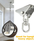 Badass Heavy Duty Swing Hangers With Beast Mode Two Thousand Pound Capacity And Smooth Three Sixty Swivel Stainless Steel Hardware for heavy objects.