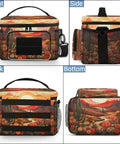 Desert Flower Cactus Tactical Lunch Bag Insulated Leakproof Lunch Box With Adjustable Shoulder Strap For Work Camp Trips Beach Picnic 7L Cooler Meal Prep Container showing front, side, back, and bottom views.