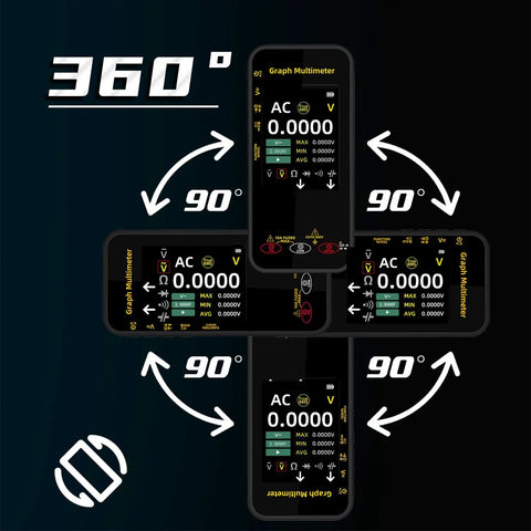 Pro Grade 20000 Counts Digital Multimeter With Data Recorder And Smart Mode 360 degree rotating LCD screen display