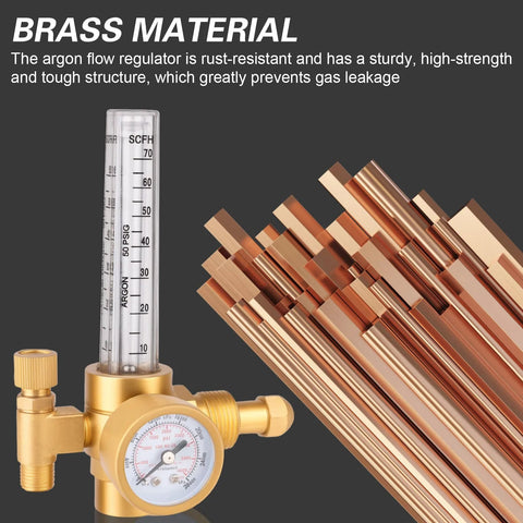 Brass Argon And CO2 Gas Regulator With CGA 580 Inlet for TIG and MIG Welding Machines, 0 to 4000 PSI, with safety relief valve