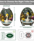 Elongated Toilet Seat Resin for Bathroom with size guide illustration, displaying dimensions for correct fit.