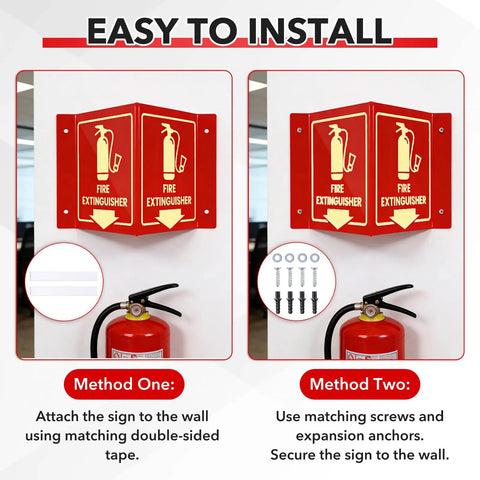 Rock Solid And Straight Up Safe Glow In The Dark Fire Extinguisher Signs 8 Pack Two Sided Wall Mounted Safety Markers With Dead Simple Screw Mounting Hardware For Homes Offices And Warehouses
