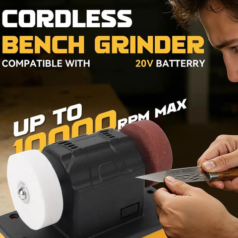Asixxsix Mini Bench Grinder Cordless 20V Tool Adjustable Speed Dual Wheels Sharpener Sander for sharpening a knife.