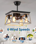 Rustic Farmhouse Caged Ceiling Fan With Light and Remote, 4 Light Metal Ceiling Fan for Living Room Bedroom Kitchen shown
