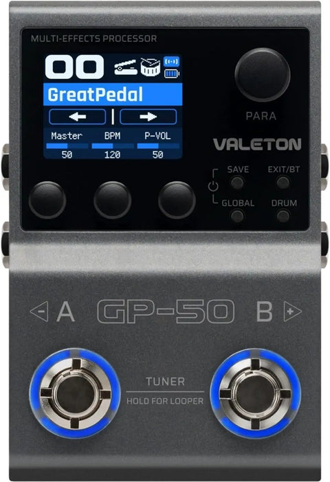 GP50 SnapTone Multi Effects Processor Pedal With Neural Amp Modeler IR Loader interface display and controls