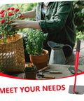 Heavy Duty Manganese Steel Hand Shovel Hoe Gardening Tool For Weeding Mowing And Planting shown with potted plants