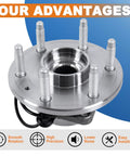Beefed-Up Front Wheel Hub Bearing Assembly Pair For 4WD Only With ABS Fits 2007-2014 Cadillac Escalade 2007-2013 Chevy Silverado 1500