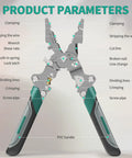 Diagram of 18 In 1 Wire Stripper Cutter Foldable Tool With Portable Storage Bag And Multifunctional Crimper And Stripper Electrical Pliers