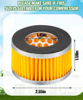 8 Pack Replacement Air Compressor Filter Elements 2.55 Inch Outer Diameter And 1.45 Inch Inner Diameter And 1.59 Inch High For Piston Type Intake Paper Filters Easy Install Pro Grade Built To Last Keeps Your Compressor Breathing Clean