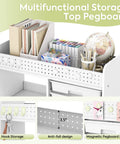 Rolling Storage Cart With Top Pegboard And Six Drawers Mobile Utility Cart On Wheels With Locking Brakes Craft Organizer