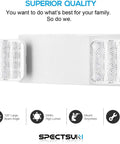 12 Pack Commercial LED Emergency Light With Dual Heads Hardwired Battery Backup For Power Outages mounted on white wall with bright dual heads.