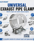 Heavy Duty 3 Inch Exhaust Clamp In 304 Stainless Steel Lap Joint Band Fits 3 Inch OD To 3 Inch ID Pipe Perfect For Mufflers Turbos Downpipes