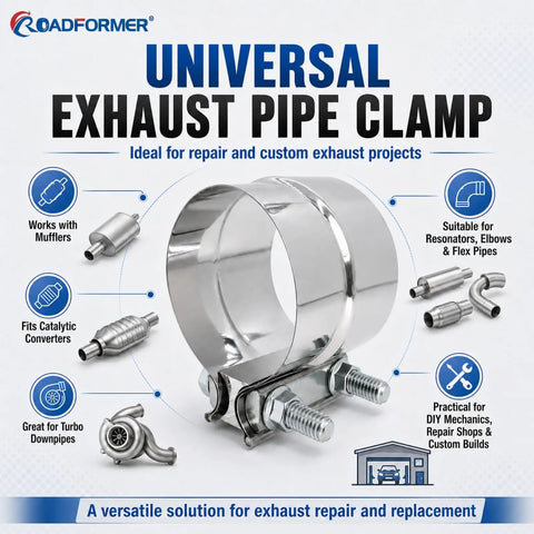 Heavy Duty 3 Inch Exhaust Clamp In 304 Stainless Steel Lap Joint Band Fits 3 Inch OD To 3 Inch ID Pipe Perfect For Mufflers Turbos Downpipes