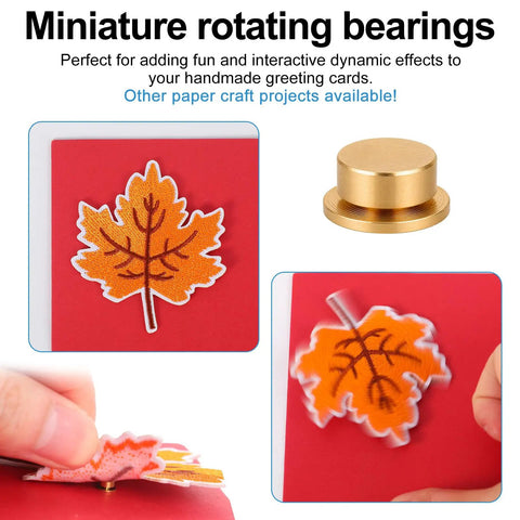 360 Degree Mini Metal Swivel Bearings Set 30 Pcs Rotating Bearings For DIY Crafts Scrapbooking Jewelry Making Nail Art Paper Cards And Craft Projects Pro Grade Gold Finish, gold mini bearing on greeting card