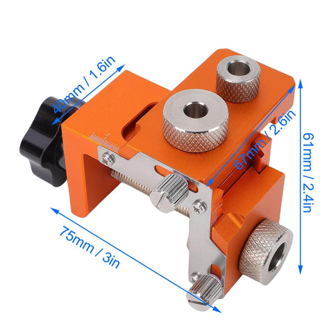 Double Hole Punch Locator And Adjustable Drill Positioning Jig With 12mm Eccentric Nut For Precise Woodworking, aluminum alloy