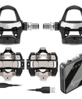 Rally RK210 And XC210 Dual Sensing Power Meter Pedals for road and off road with Wearable4U PowerBank Bundle shown.
