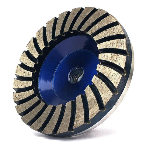 4 Inch Diamond Cup Wheel With 50 Grit Turbo Segments Aluminum Based 5/8-11 Thread Heavy Duty Grinding Wheel For Concrete Granite Marble Masonry Edges And Surfaces, side view