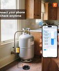 Smart WiFi LPG Tank Level Sensor with High Accuracy Ultrasonic Detection and Automatic Alarm for Tuya Smart Life App Remote Control