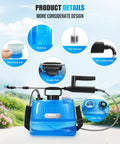 Battery Powered Sprayer 2 Gallon For Yard And Garden, with parts labeled, including water filter and measuring cup