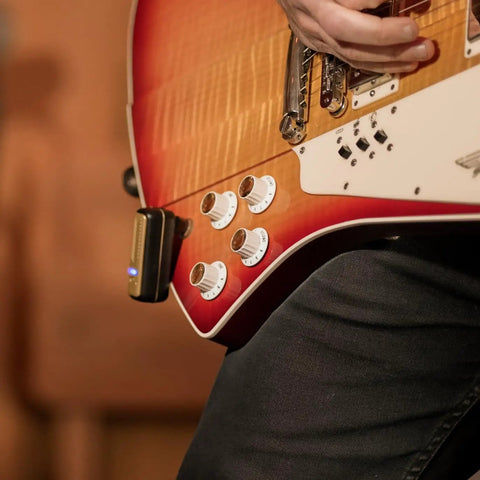 Guitar with Wireless Guitar System With Rock-Solid 2.4G Transmission, 24-Bit/48kHz Audio, Ultra-Low Latency Under 3ms attached