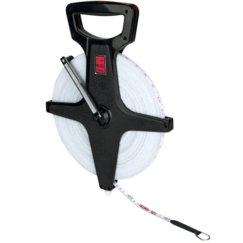 Open Reel Measuring Tape With Easy Hand Crank And Metal Spike Dual Sided Feet And Meters Rugged Fiberglass Tape For Track And Field And Long Jump 400 Feet 120 Meters