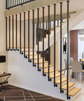 Heavy Duty Wrought Iron Stair Handrail With L Shaped Bracket Rock Solid Galvanized Steel Staircase Railing on modern staircase