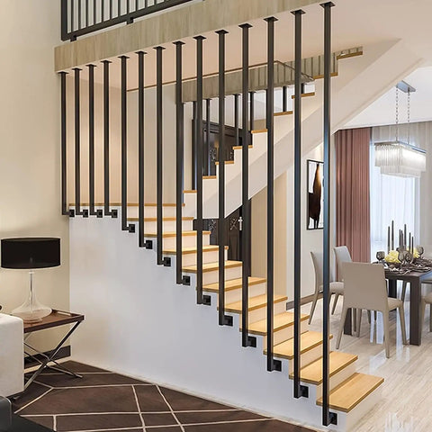 Heavy Duty Wrought Iron Stair Handrail With L Shaped Bracket Rock Solid Galvanized Steel Staircase Railing on modern staircase