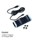 Dual PS5 Controller Charging Station With Rapid Safe Power Indicators Slick Space Saving Build That Truly Gives Gamers Zero Sweat Reliability And Keeps Console Sessions Running Smooth Sailing Always with USB-C adapters and charging cable.