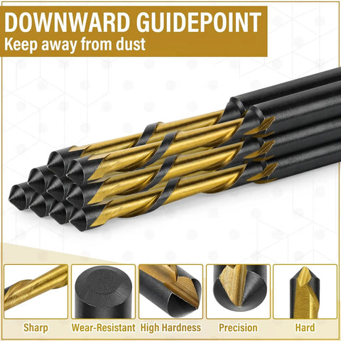 10 Pack 3 16th Inch Drywall Router Bits M2 High Speed Steel Cutting Bits For Downward Router Cutouts And Rotary Guidepoint Drill Tool DIY Friendly 3.2 Inch Total Length 1 Inch Cutting Depth Yellow And Black, clustered tips