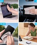 SmoTecQ microfiber cleaning cloths, 6-pack, ultra-soft, used on laptop, car display, phone screen, and home workspace.