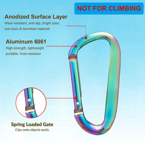 Colorful 3 Inch Aluminum Alloy Carabiner Clip With D Ring And Spring Snap Hook Grab And Go Keychain Clip for Keys and Backpacks